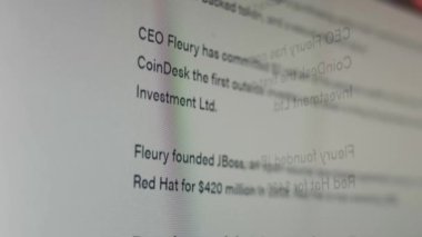 Abstract animation of holographic ICO text appearing in the middle of virtual reality room. Great clip for concepts about Initial Coin Offering and crypto currency.