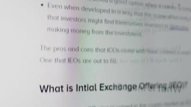 Abstract animation of holographic ICO text appearing in the middle of virtual reality room. Great clip for concepts about Initial Coin Offering and crypto currency.