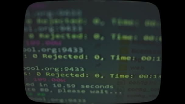 Cryptocurrency Mining Computer Screen Algorithm Computer Program Monitor Execution Program — Video Stock
