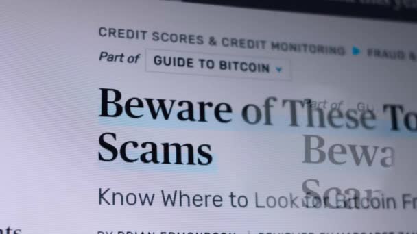 Cryptocurrency Scams Getting Informed Bitcoin Scams Bitcoin Scam False Bitcoin — Stok Video