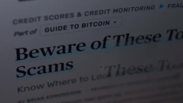Cryptocurrency Scams Getting Informed Bitcoin Scams Bitcoin Scam False Bitcoin — Αρχείο Βίντεο