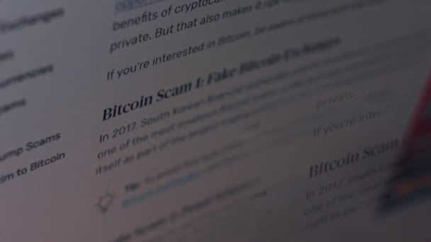 Cryptocurrency Scams Getting Informed Bitcoin Scams Bitcoin Scam False Bitcoin — Stock video