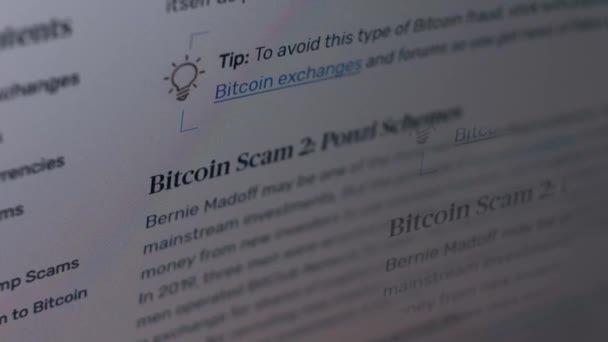 Cryptocurrency Scams Getting Informed Bitcoin Scams Bitcoin Scam False Bitcoin — Wideo stockowe