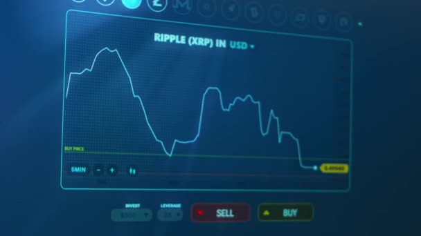 ビジネスキャンドルスティック株式市場の投資取引のグラフ ブリッシュポイント グラフ抽象的な強気市場のデザインの傾向 暗号通貨とビットコインの概念 — ストック動画