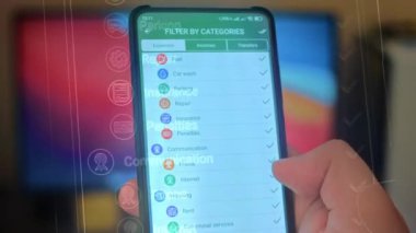Caucasian male making a payment with bitcoins cryptocurrency using his smartphone. Custom application interface design. 4K UHD RAW edited footage