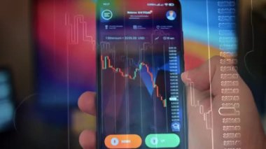 Caucasian male making a payment with bitcoins cryptocurrency using his smartphone. Custom application interface design. 4K UHD RAW edited footage