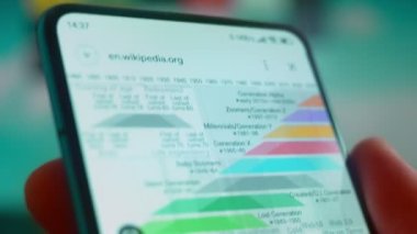 Smartphone in hand, looking for information about baby boomers.