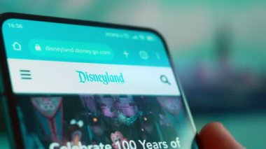 Smartphone in hand, Im looking for information about Disneyland on the Internet.