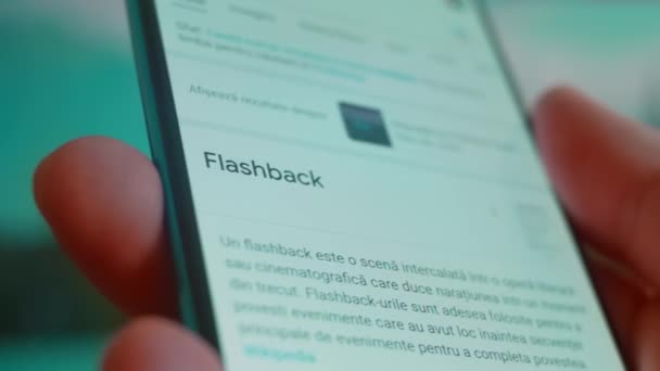Smartphone Hand Looking Information Flashback — Video Stock