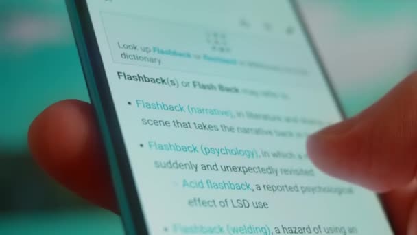 Smartphone Hand Looking Information Flashback — Stock videók