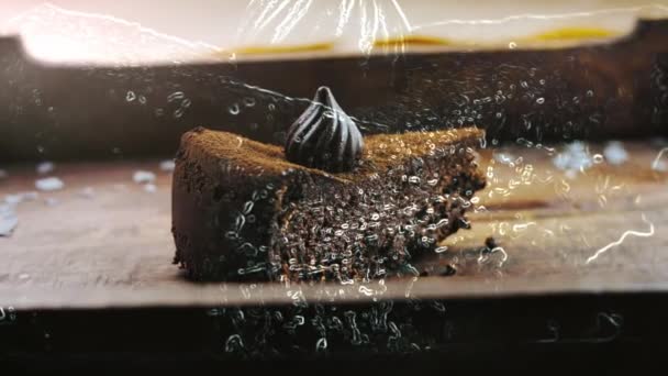 Hologram Effect Truffle Cake Wooden Tray Decorations — Videoclip de stoc