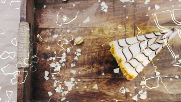 Torta Esterhazy Vassoio Legno Con Decorazioni — Video Stock