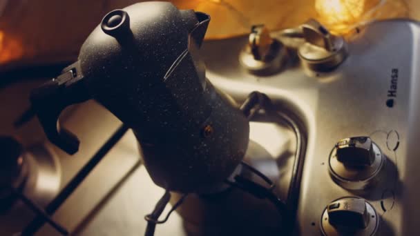 Boil Coffee Coffee Maker Make Steam Condensate Strobes Coffee Brewing — Stock Video