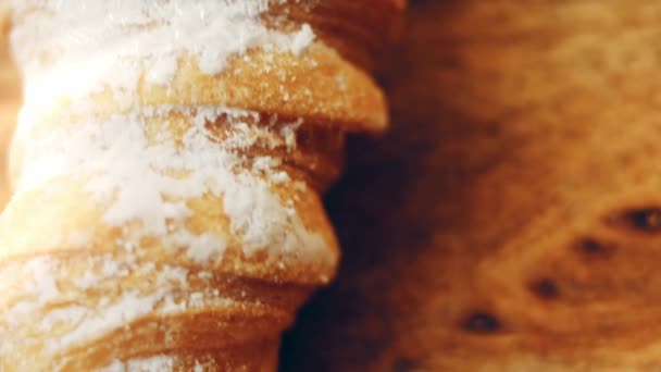 Kremalı Puf Böreği Pasta Yuvarlaktır Makro Çekim — Stok video