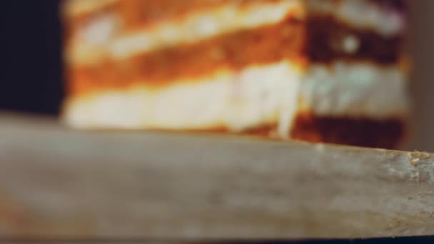 Ciasto Postu Mandarynkami Kiwi Truskawkami Makro Suwak Fotografowania — Wideo stockowe