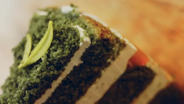 Gâteau Aux Feuilles Chocolat Vert Macro Curseur Tir — Video