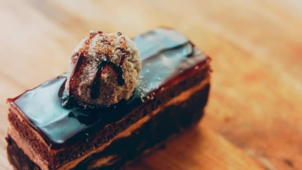 Gâteau Chocolat Koldun Macro Toboggan Une Plaque Cuisson Rétro Est — Video
