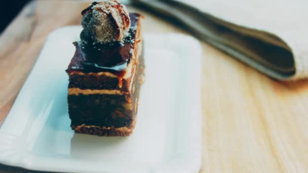 Gâteau Chocolat Koldun Macro Toboggan Une Plaque Cuisson Rétro Est — Video