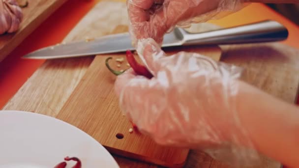Process Preparing Chili Sauce — Stok video