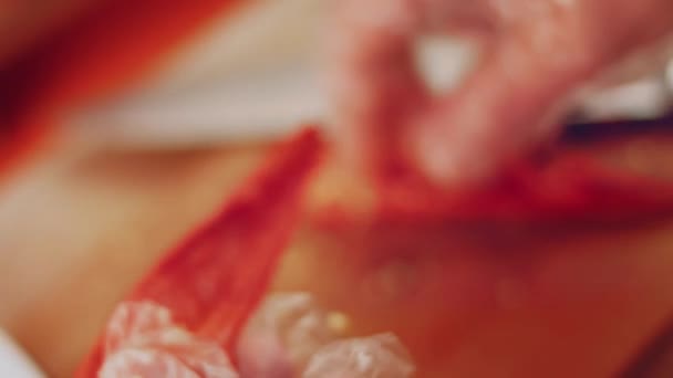 Process Preparing Chili Sauce — Stok video