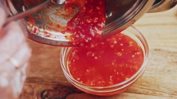 Process Preparing Chili Sauce — Vídeo de Stock
