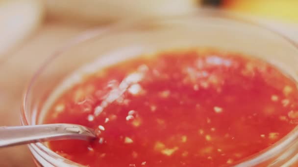 Process Preparing Chili Sauce — Video Stock