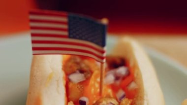Process of preparing Irresistible chili cheese Hot Dogs. Taste USA cuisine.