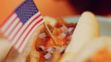 Process of preparing Irresistible chili cheese Hot Dogs. Taste USA cuisine.