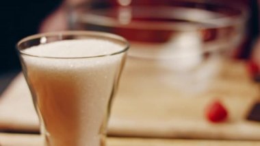 hallucination effect of Favorite chocolate Cake with Nutella Buttercream and Strawberries. Taste USA cuisine.