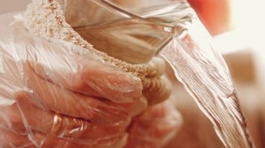 hallucination effect of Favorite chocolate Cake with Nutella Buttercream and Strawberries. Taste USA cuisine.