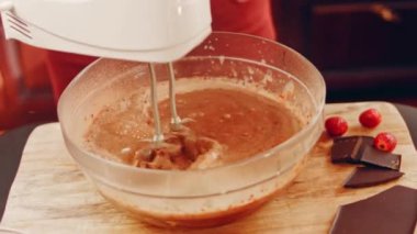 hallucination effect of Favorite chocolate Cake with Nutella Buttercream and Strawberries. Taste USA cuisine.