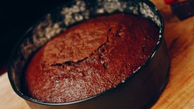 hallucination effect of Favorite chocolate Cake with Nutella Buttercream and Strawberries. Taste USA cuisine.