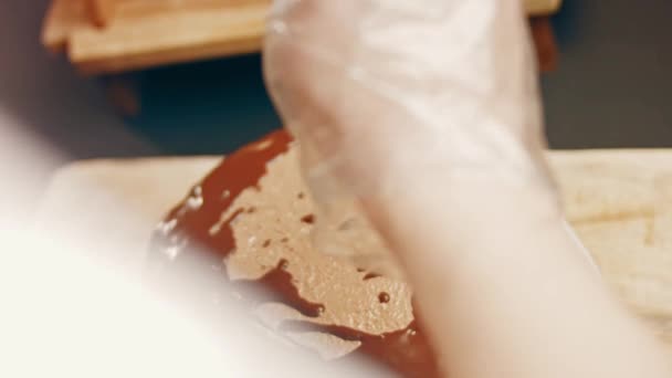 Hallucination Effect Favorite Chocolate Cake Nutella Buttercream Strawberries Taste Usa — Vídeo de stock