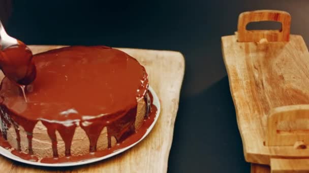Hallucination Effect Favorite Chocolate Cake Nutella Buttercream Strawberries Taste Usa — Wideo stockowe