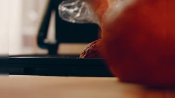 Preparing Process Cinematographic Smoked Salmon Bagels Usa Cusine — стокове відео