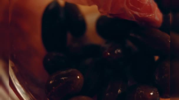 Preparing Process Cinematographic Smoked Salmon Bagels Usa Cusine — Αρχείο Βίντεο