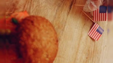 Preparing process of Cinematographic Smoked Salmon bagels. USA cusine.