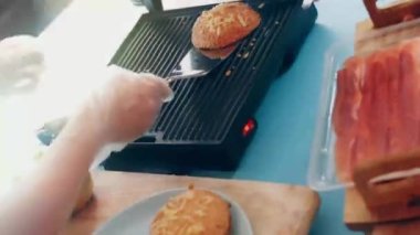 transition effect of green tomato blt burger, vegan burger.