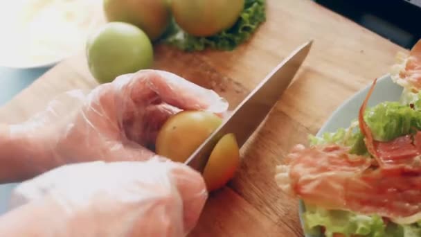 Transition Effect Green Tomato Blt Burger Vegan Burger — Stok video