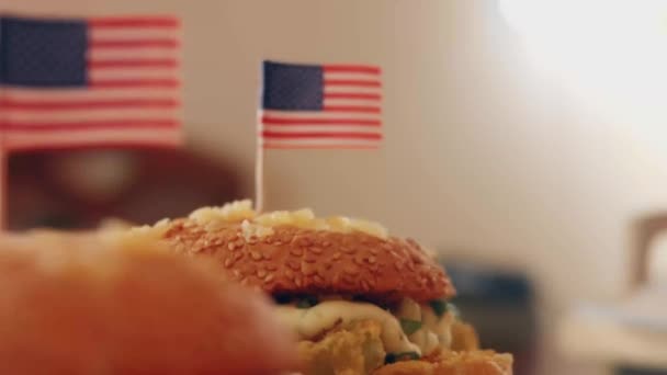 Transition Effect Green Tomato Blt Burger Vegan Burger — Stockvideo