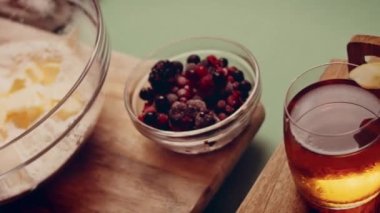 Preparing American flag mixed Berry Pie. Video transition effect.