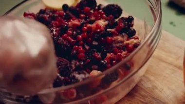 Preparing American flag mixed Berry Pie. Video transition effect.
