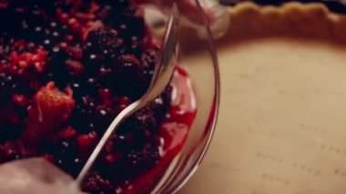 Preparing American flag mixed Berry Pie. Video transition effect.