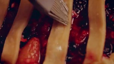 Preparing American flag mixed Berry Pie. Video transition effect.
