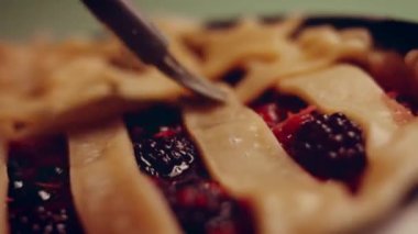 Preparing American flag mixed Berry Pie. Video transition effect.