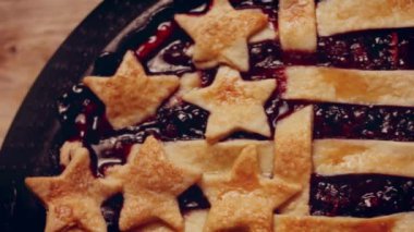 Preparing American flag mixed Berry Pie. Video transition effect.