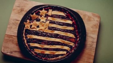 Preparing American flag mixed Berry Pie. Video transition effect.