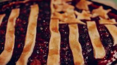 Preparing American flag mixed Berry Pie. Video transition effect.