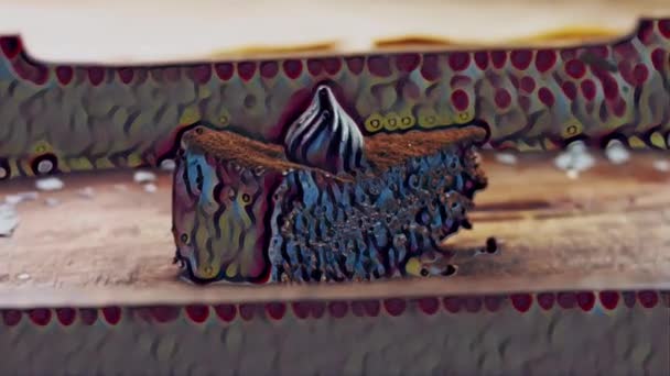 Трюфельний Торт Дерев Яному Підносі Прикрасами — стокове відео