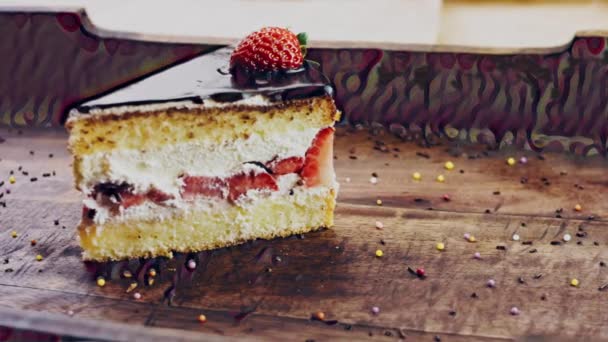 쟁반에 장식을 맛있는 케이크 — 비디오